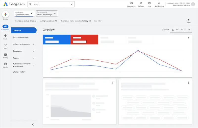 Interface do Google Ads