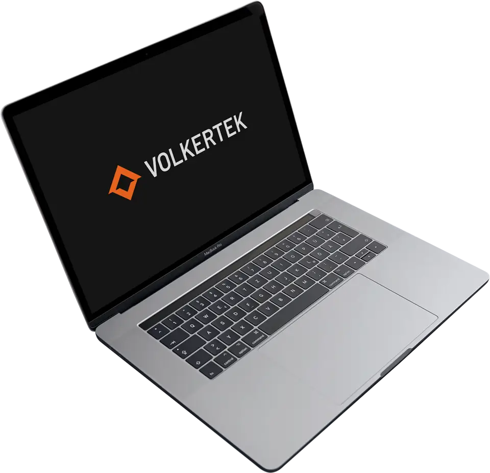 Notebook mostrando a logotipo Volkertek